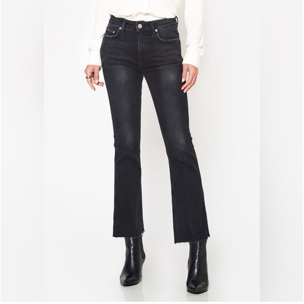 NOEND Los Angeles Farrah Kick Flare Jeans Black Raw Hem Size 30